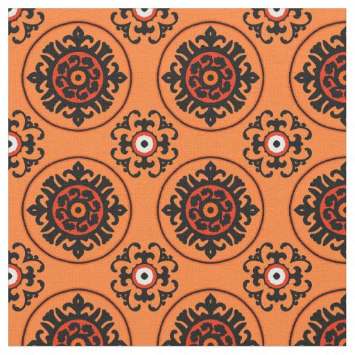 Orange Suzani Pattern Fabric