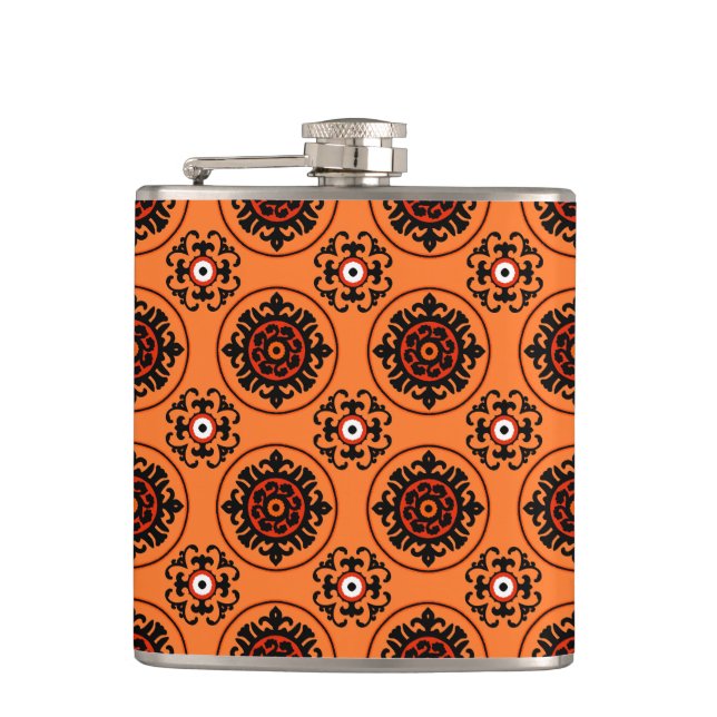 Orange Suzani Pattern Flask (Front)