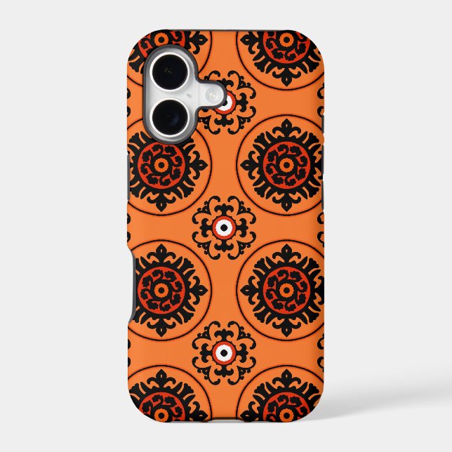 Orange Suzani Pattern Iphone Case (Back)