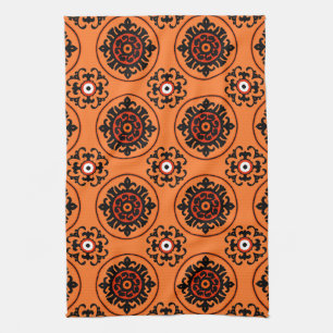 Orange Suzani Pattern Kitchen Towel