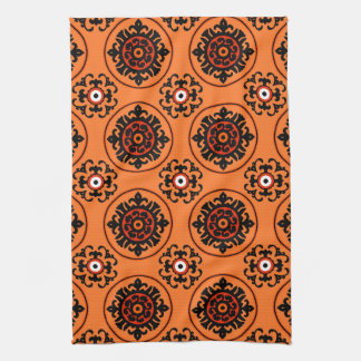 Orange Suzani Pattern Kitchen Towel