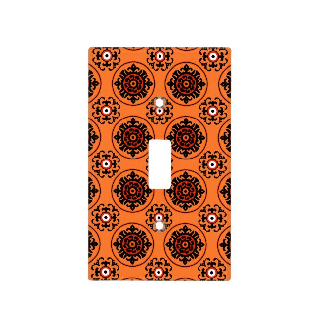 Orange Suzani Pattern Light Switch Cover (Front)