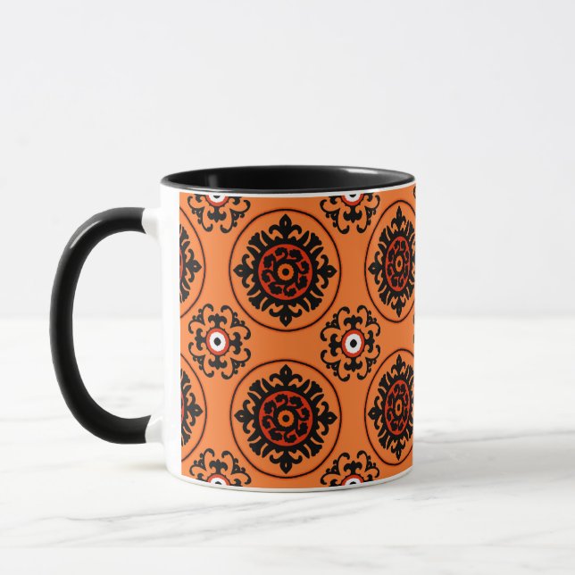 Orange Suzani Pattern Mug (Left)