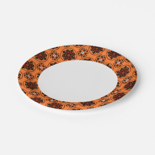 Orange Suzani Pattern Paper Plates