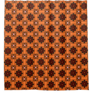 Orange Suzani Pattern Shower Curtain