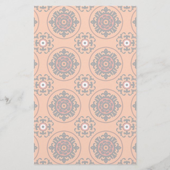 Orange Suzani Pattern Stationery (Front)