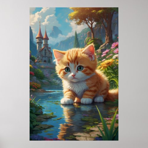  Orange Sweet AP68 23 Kitten Cute Tabby Poster
