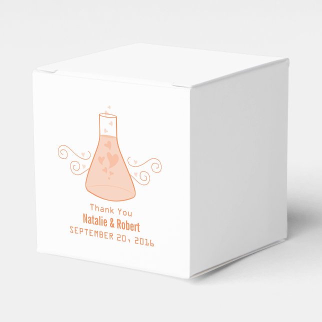 Orange Sweet Chemistry Wedding Favor Boxes (Front Side)