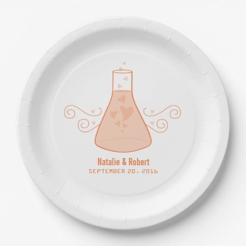 Orange Sweet Chemistry Wedding Paper Plates