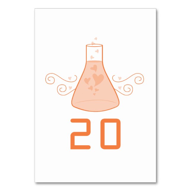 Orange Sweet Chemistry Wedding Table Card (Front)
