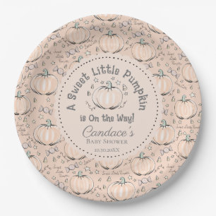 Orange Sweet Little Pumpkin Baby Shower Paper Plates