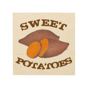 Orange Sweet Potatoes Yam Food Cooking Kitchen Wood Wall Decor