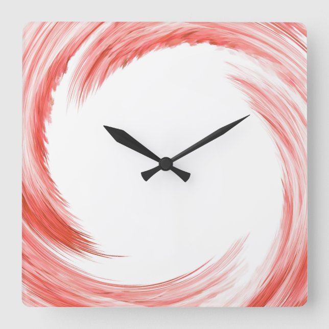 Orange Swirl Abstract Art Square Wall Clock (Front)