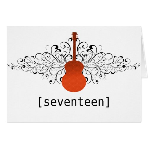 Orange Swirls Guitar Table Number Card