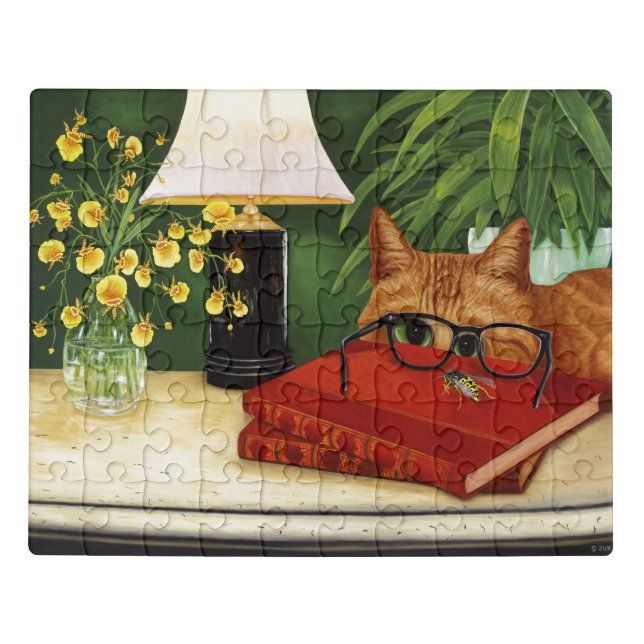 Orange Tabby Cat and Bee Jigsaw Puzzle (Puzzle Horizontal)