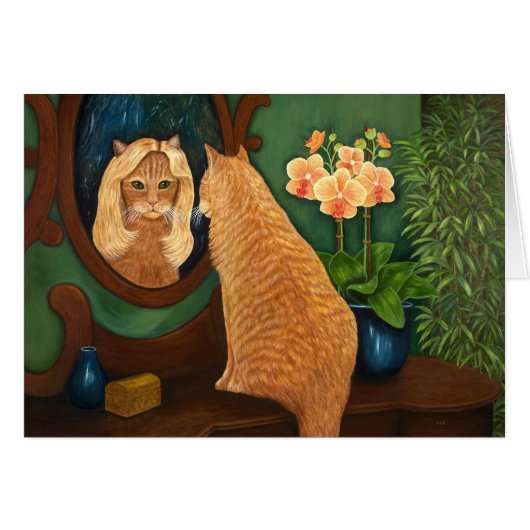 Orange Tabby Cat and Mirror Cards (Front Horizontal)