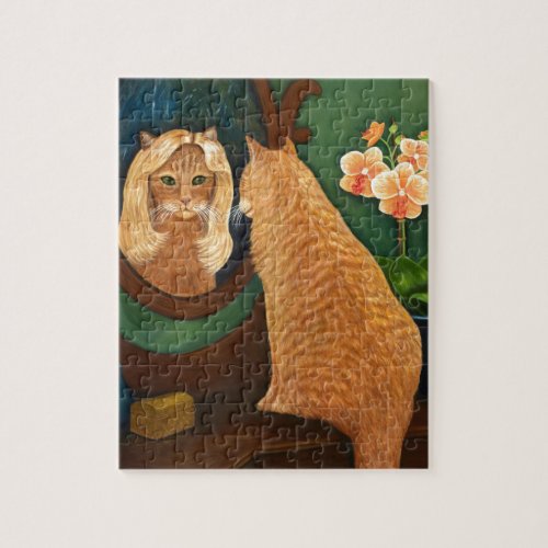 Orange Tabby Cat and Mirror Jigsaw Puzzle