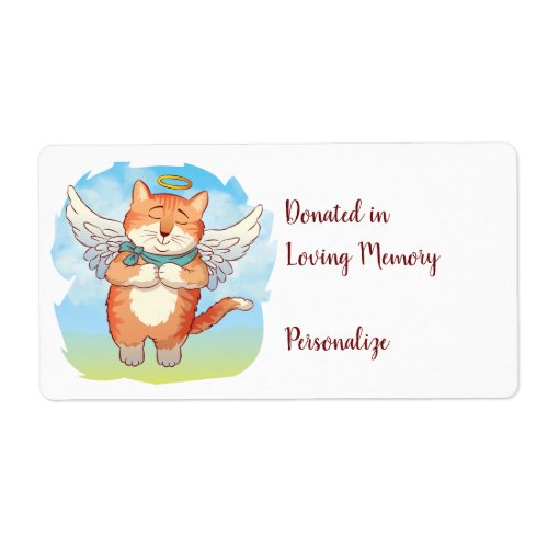 Orange Tabby Cat Angel Donation Bookplate