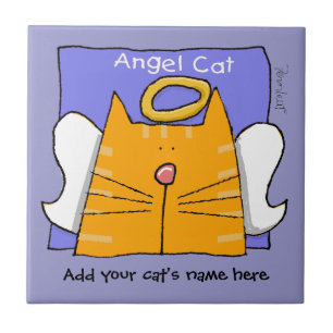 Orange Tabby Cat Angel Personalize Ceramic Tile