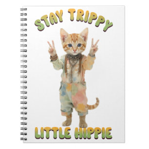 Orange Tabby Cat Boho Stay Trippy Little Hippie Notebook