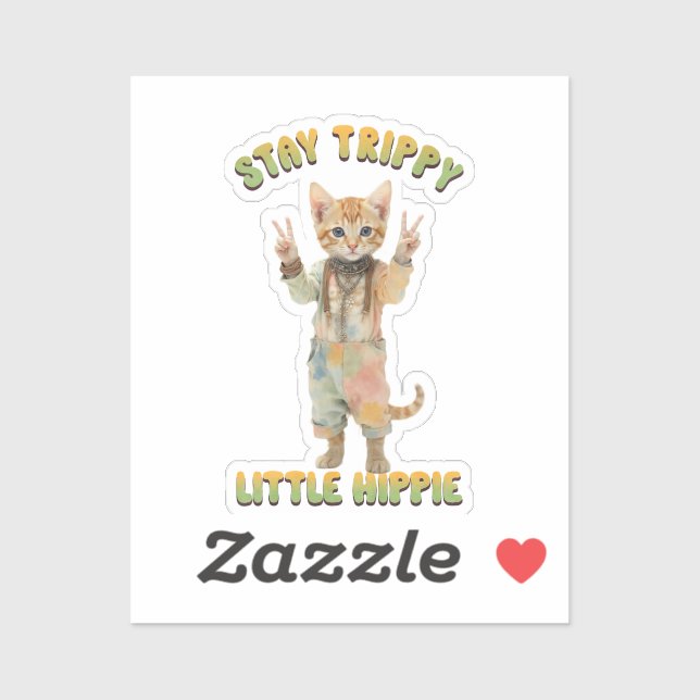 Orange Tabby Cat Boho Stay Trippy Little Hippie  Sticker (Sheet)