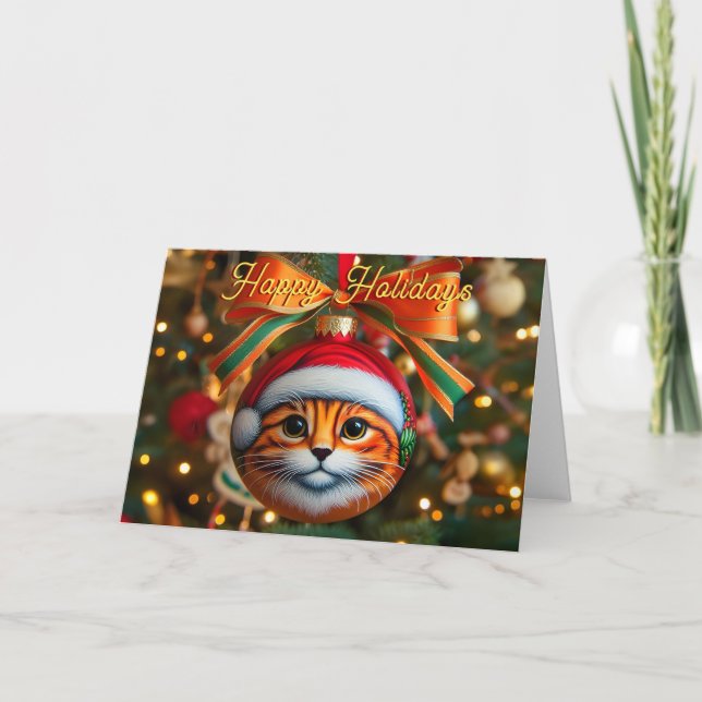 Orange Tabby Cat Christmas Card (Front)