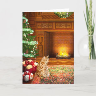 Orange tabby cat Christmas Holiday Card