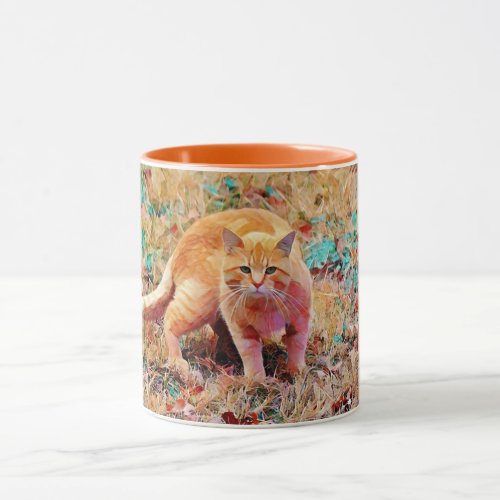 Orange Tabby Cat Colorful Art Mug Cup