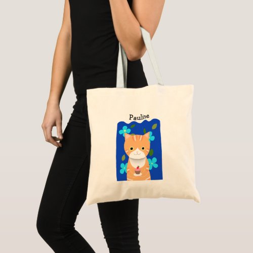 Orange Tabby Cat Cute Ginger Cat Custom name Tote Bag