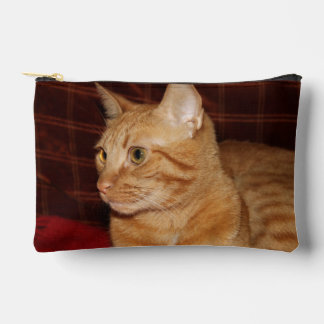 Orange Tabby Cat Face Close-up Accessory Pouch