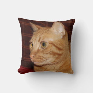Orange Tabby Cat Face Close-up Throw Pillow
