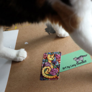 Orange Tabby Cat Flower Garden Note Card