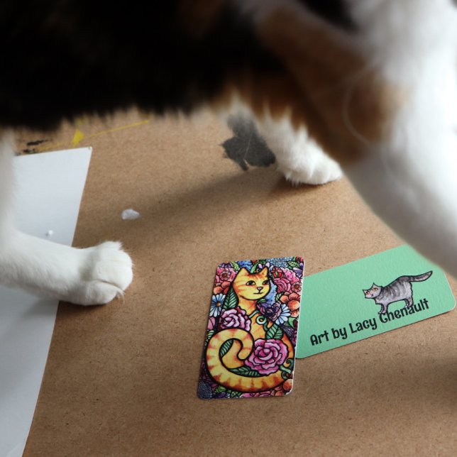 Orange Tabby Cat Flower Garden Note Card (Creator Uploaded)