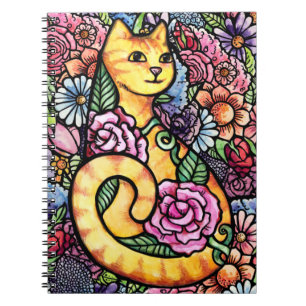 Orange Tabby Cat Flower Garden Notebook