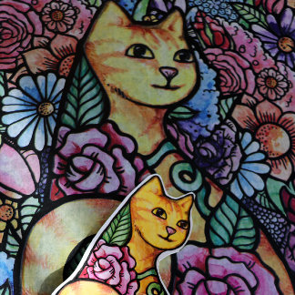 Orange Tabby Cat Flower Garden Tissue Paper