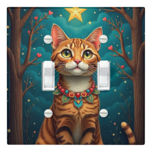 Orange Tabby Cat folk art Light Switch Cover