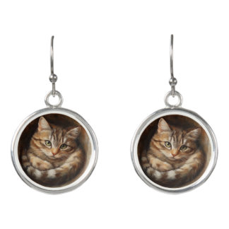 Orange Tabby Cat Gift for Cat Mom Earrings