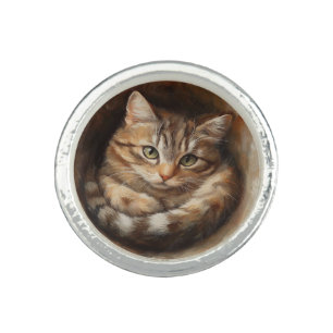 Orange Tabby Cat Gift for Cat Mom Ring