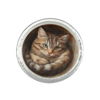 Orange Tabby Cat Gift for Cat Mom Ring