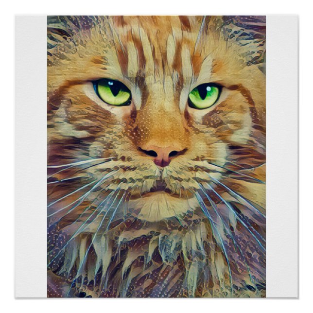 Orange Tabby Cat-Green Eyes Poster (Front)