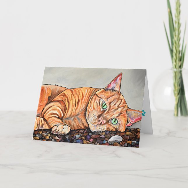 Orange Tabby Cat Greeting Card (Front)