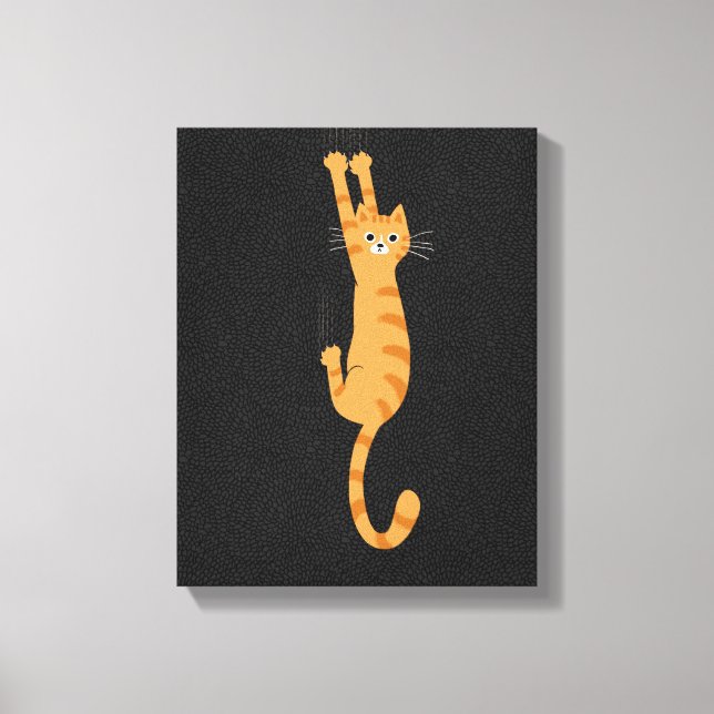  Orange Tabby Cat Hanging On | Funny Striped Cat Canvas Print (Front)