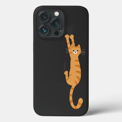  Orange Tabby Cat Hanging On  Funny Striped Cat iPhone 13 Pro Case