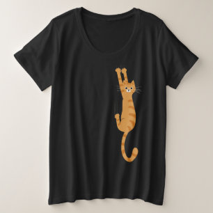 Orange Tabby Cat Hanging On Funny Striped Cat Plus Size T-Shirt