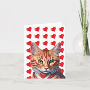 Orange Tabby Cat &Heart Purr-fect Valentine Card