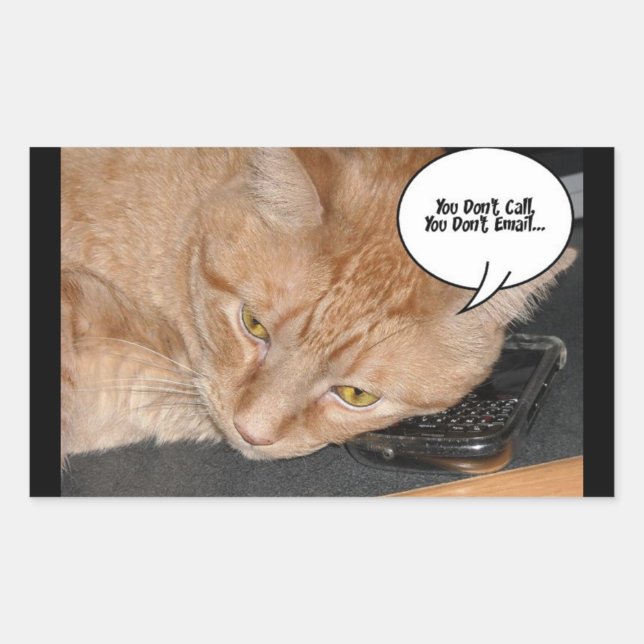 Orange Tabby Cat Humor/Cell Phone Rectangular Sticker (Front)