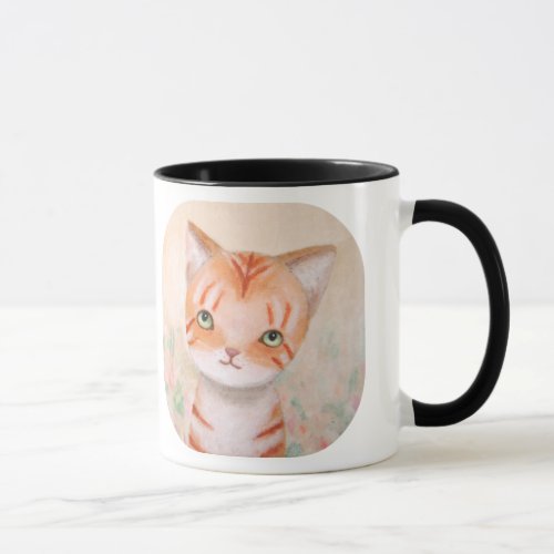 Orange Tabby Cat in Flower Garden Cute Chic Pastel Mug