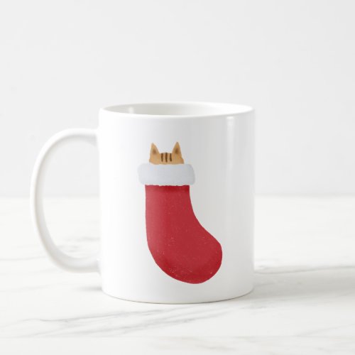 Orange Tabby Cat in Stocking Christmas Coffee Mug