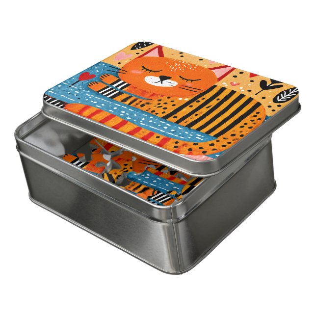 Orange Tabby Cat  Jigsaw Puzzle (Lid Open)