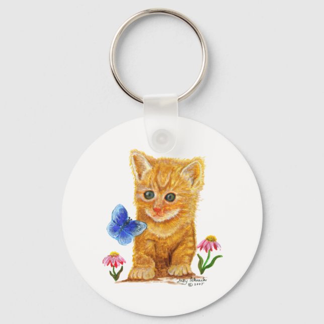 Orange Tabby Cat Kitten Keychain (Front)